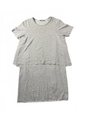COS Gray Layered Hem Shift Dress Minimalist Short Sleeve Size Small